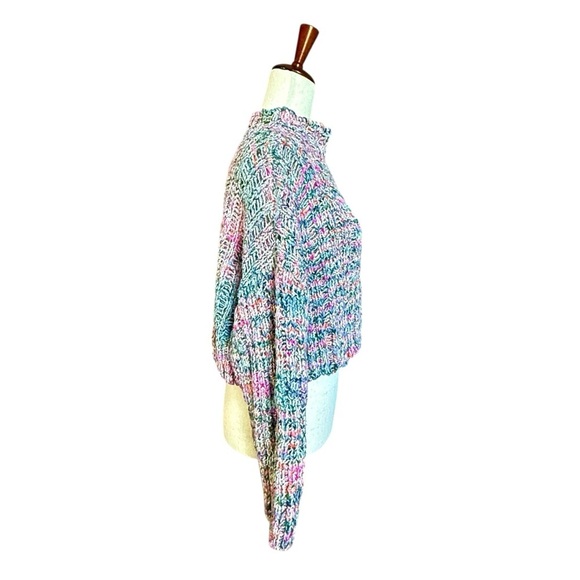 Free People Confetti Chunky Cropped Multicolor Sweater Size XS #1881 - Picture 6 of 6